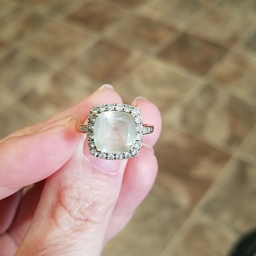 Simulated white sapphire and quartz gold plated